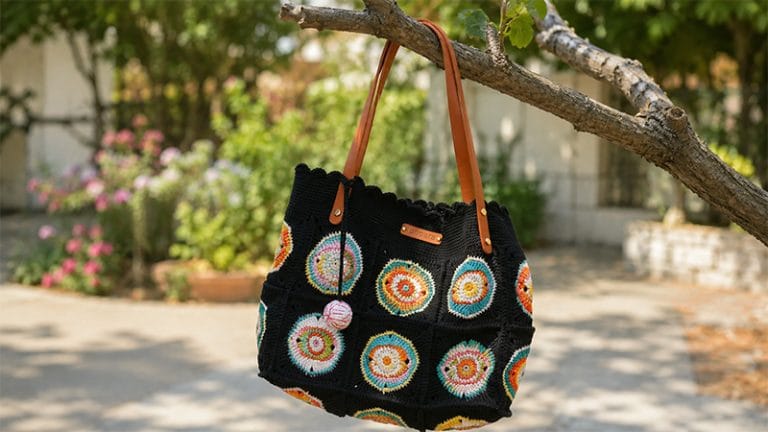 Black Granny Square Bag