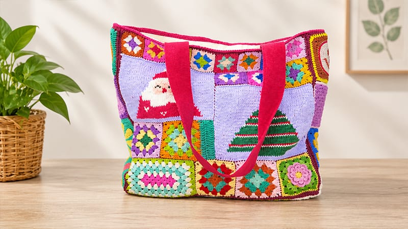 Christmas Granny Square Tote Bag