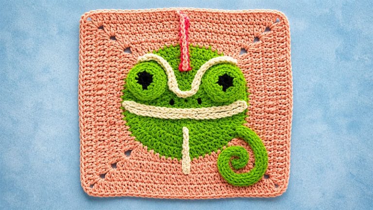 Crochet Chameleon Granny Square
