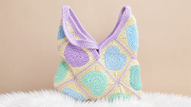 Crochet Heart Granny Square Bag