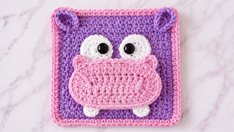 Crochet Hippo Granny Square