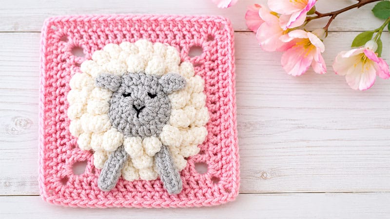 Crochet Lamb Granny Square