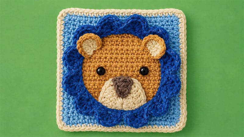 Crochet Lion Granny Square