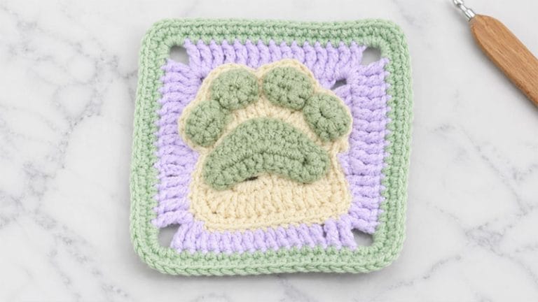 Crochet Paw Print Granny Square