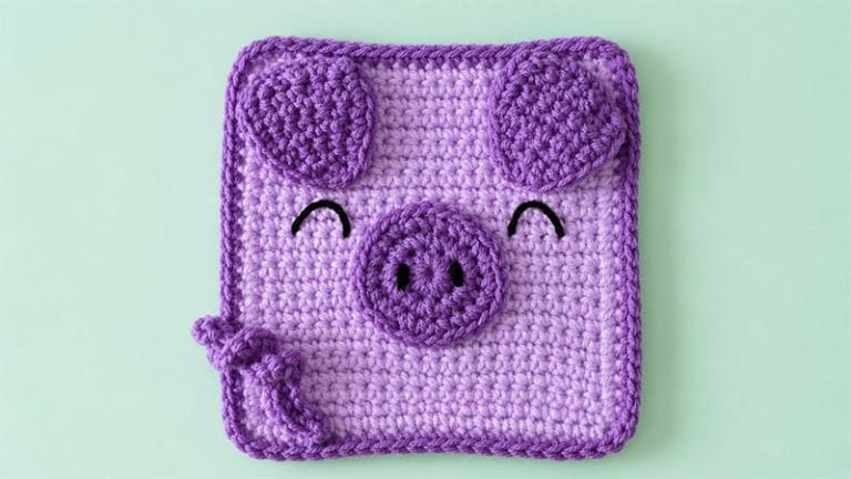 Crochet Pig Granny Square