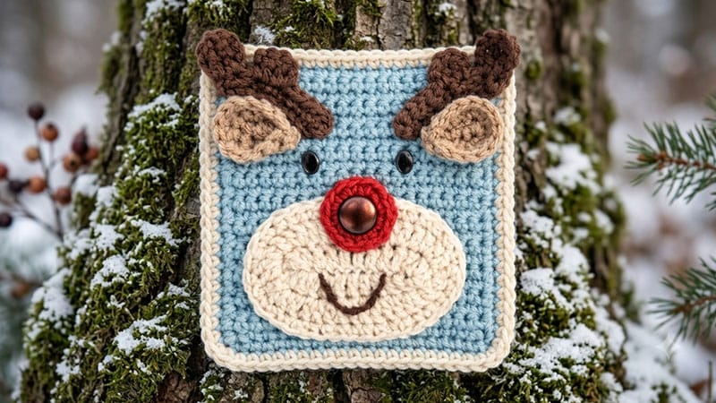 Crochet Reindeer Granny Square