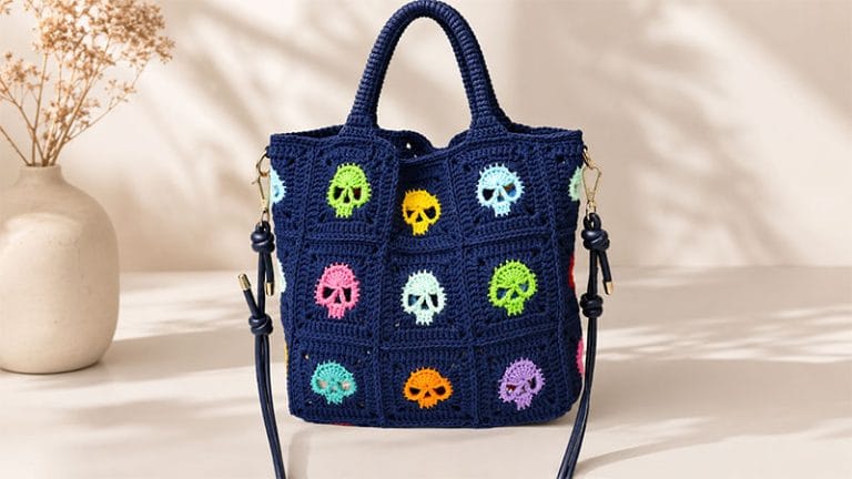 Crochet Skull Granny Square Bag