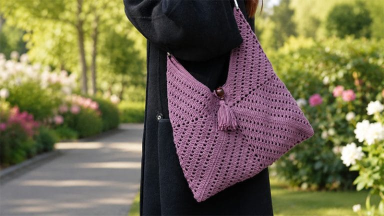 Crochet Solid Granny Square Bag