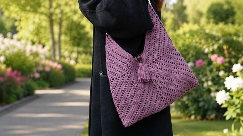Crochet Solid Granny Square Bag