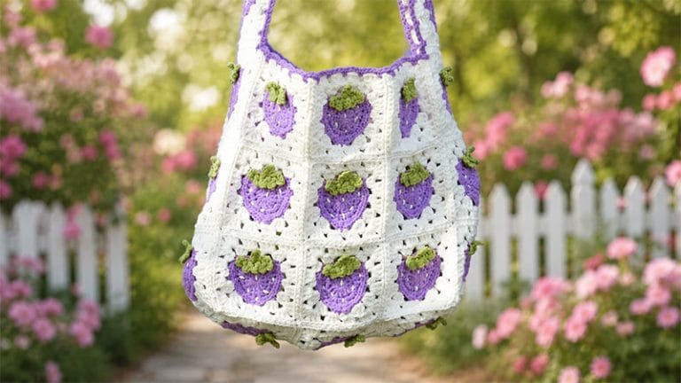 Crochet Strawberry Granny Square Bag
