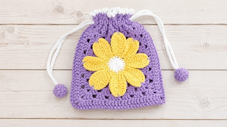 Granny Square Drawstring Bag