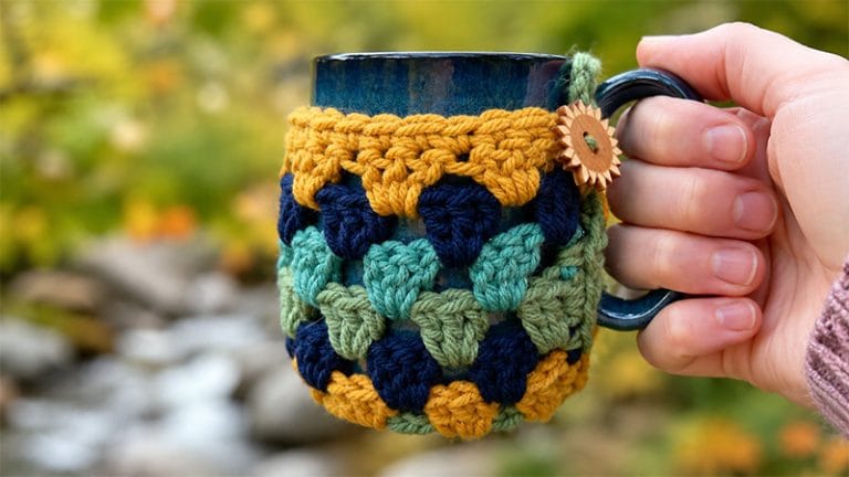Crochet Retro Granny Stitch Mug Cozy