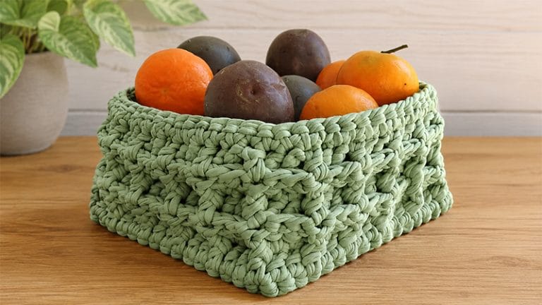 Waffle Stitch Crochet Basket Pattern