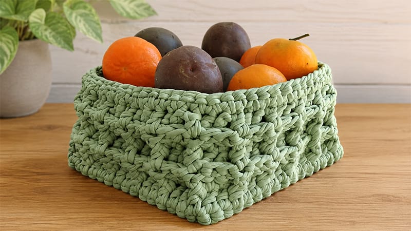 Waffle Stitch Crochet Basket Pattern