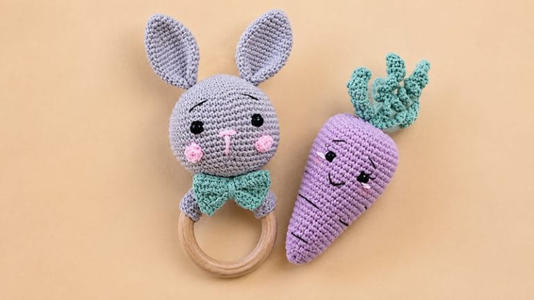 Bunny Rattle with Carrot Amigurumi
