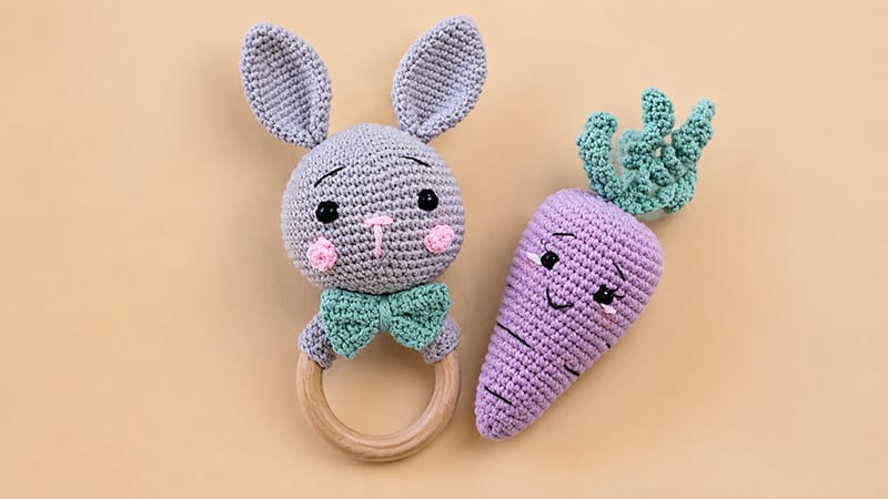 Bunny Rattle with Carrot Amigurumi