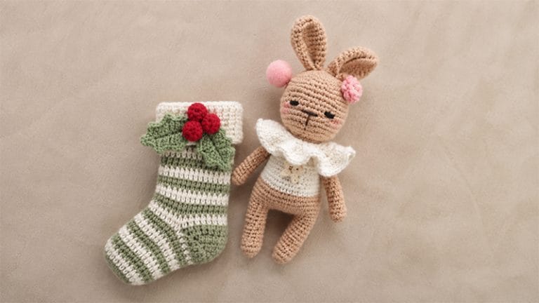 Christmas Bunny With Socks Amigurumi