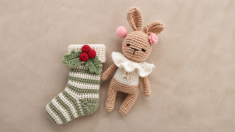 Christmas Bunny With Socks Amigurumi